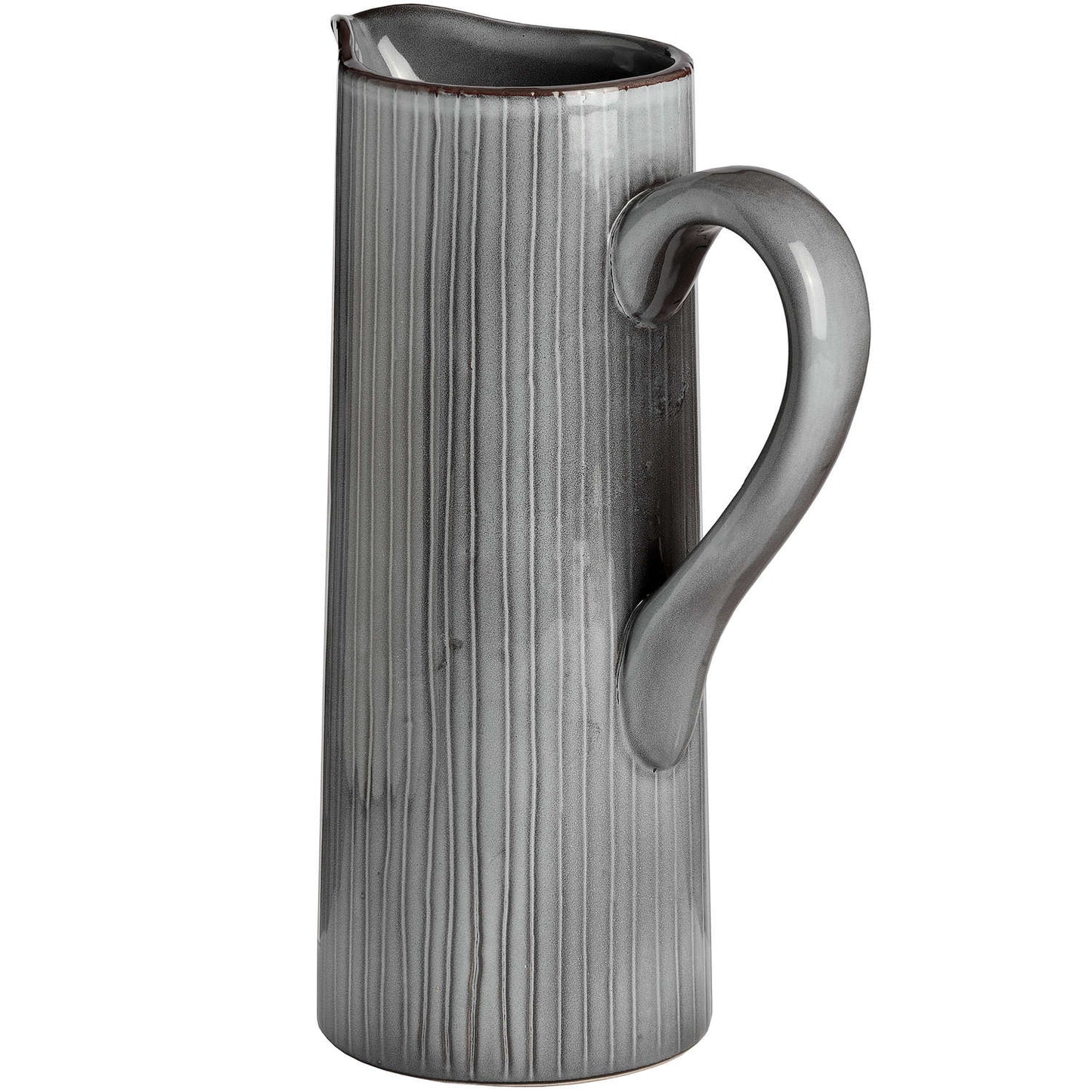 Grey ribbed ceramic jug