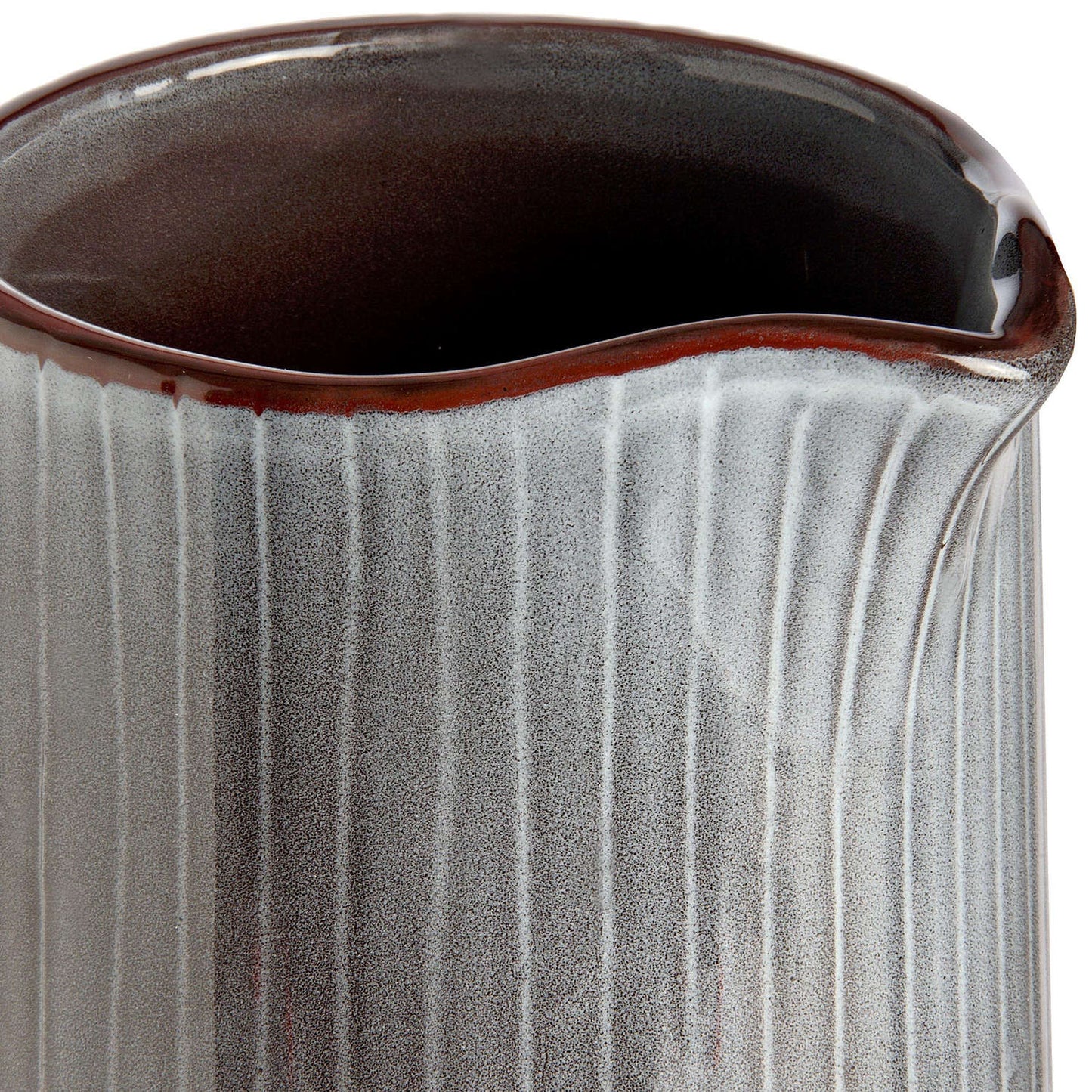 Grey ribbed ceramic jug