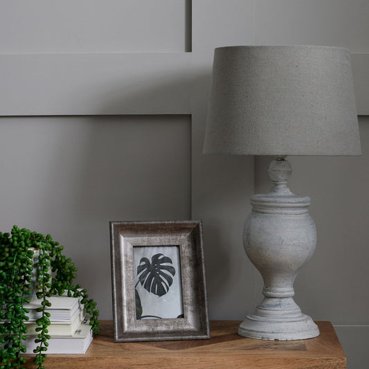 Grey table lamp with grey shade