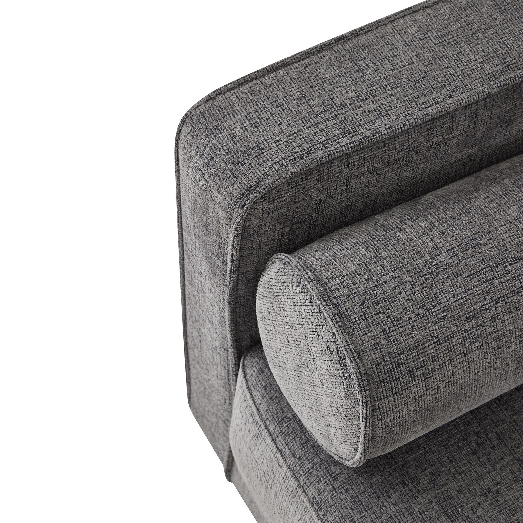 Close up photo of material on Grey 2 seater sofa