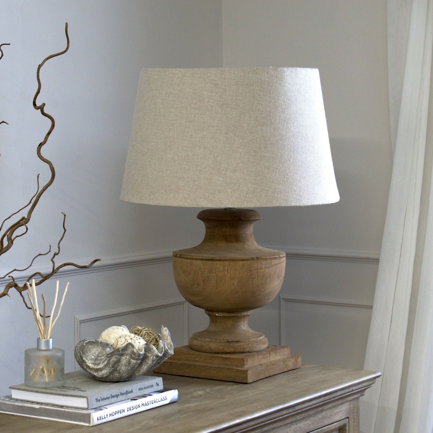 Natural colour lamp with cream lamp shade 