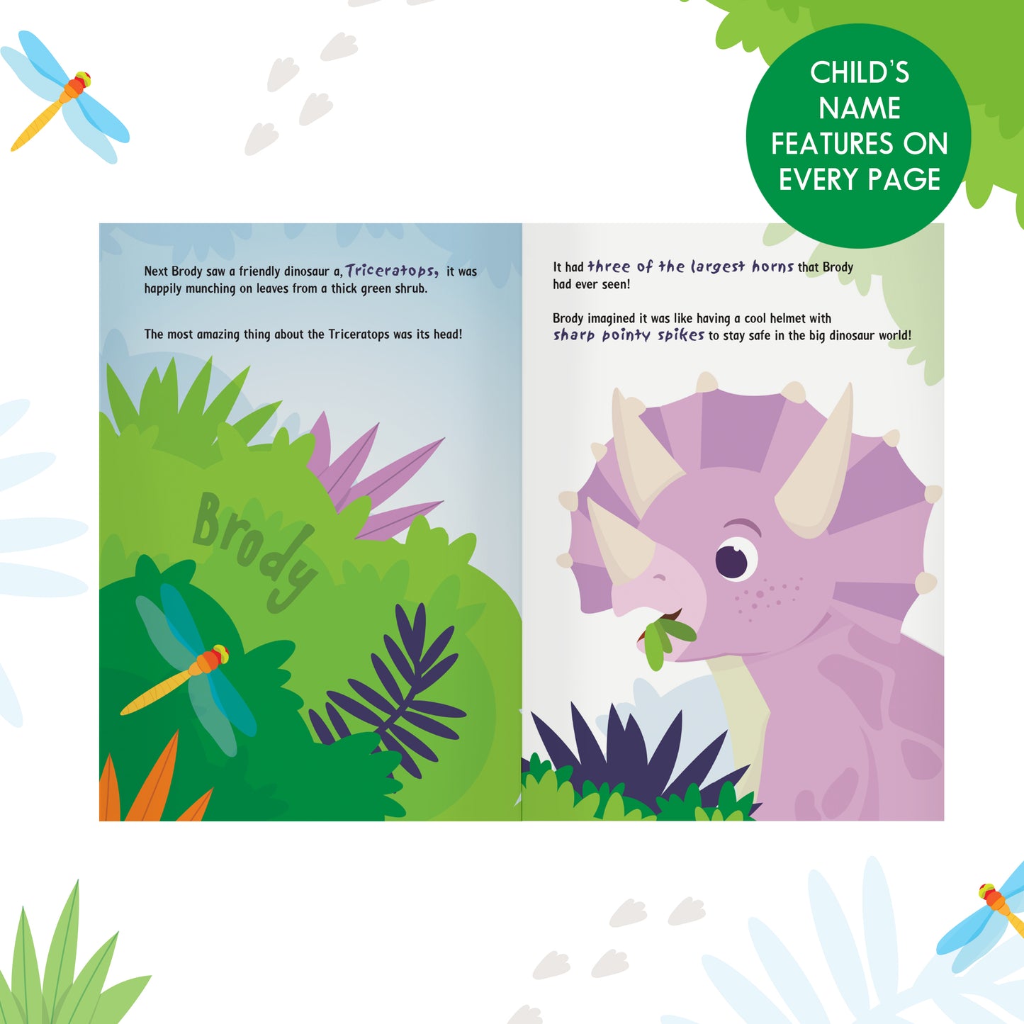 Personalised dinosaur story book for children