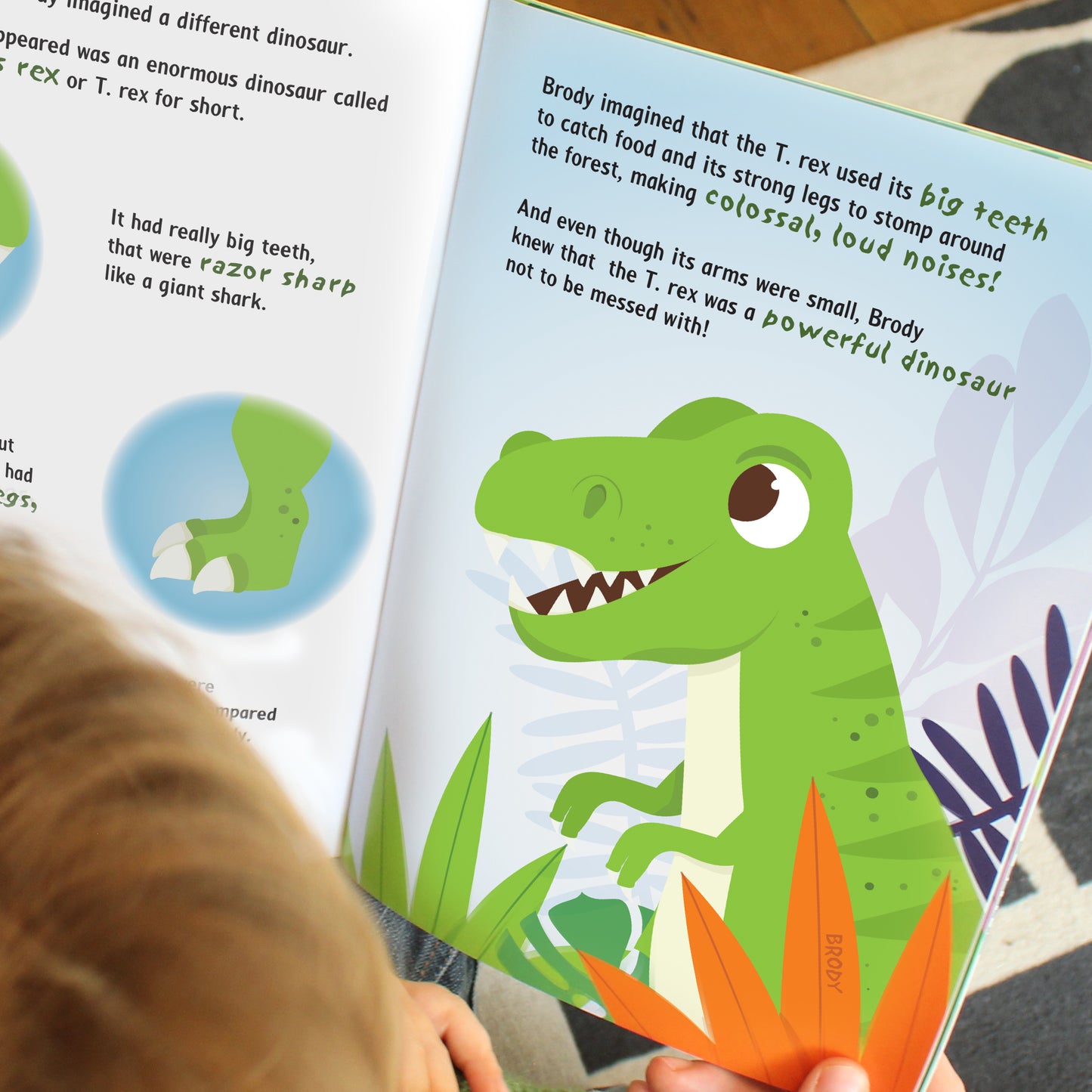 Personalised dinosaur story book for children