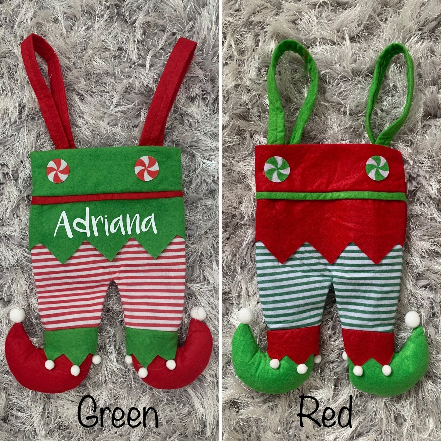 Personalised Christmas Elf Legs Gift Bag Stocking