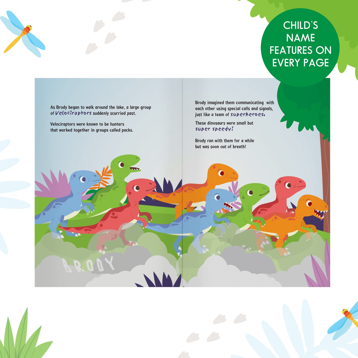 Personalised dinosaur story book for children