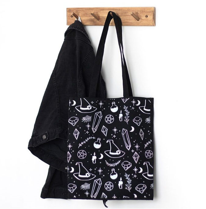 Crystal Witch Print Polycotton Tote Bag