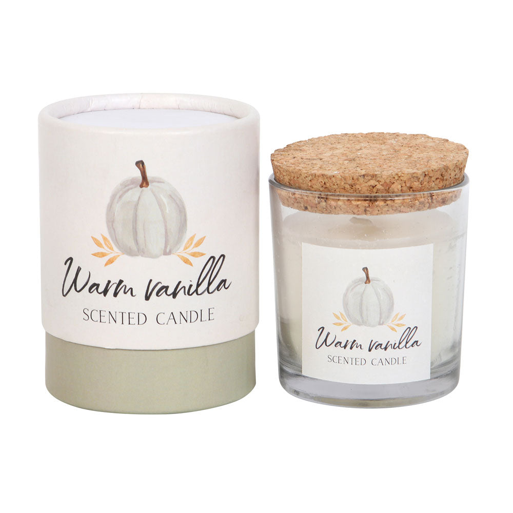 Warm Vanilla scented candle in glass jar