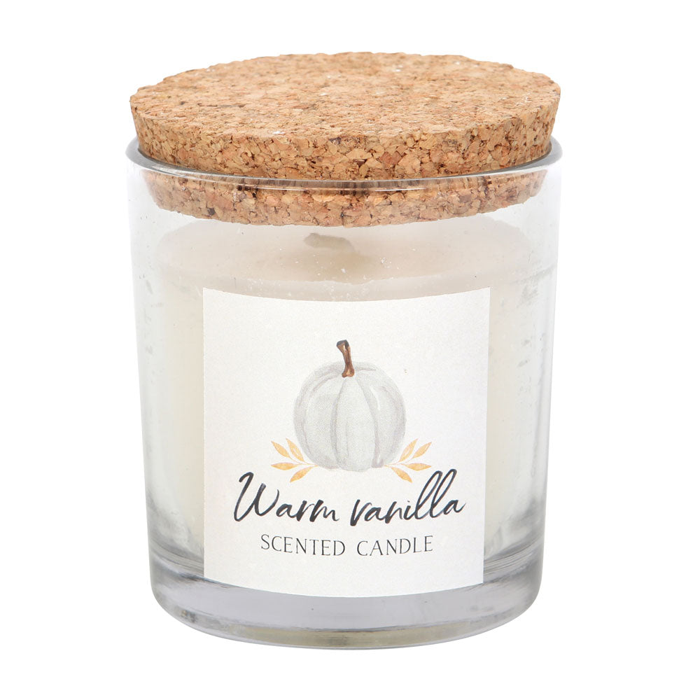 Warm Vanilla scented candle in glass jar