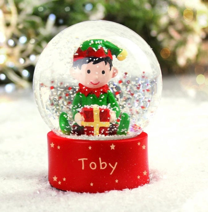 Personalised Elf Glitter Snow Globe