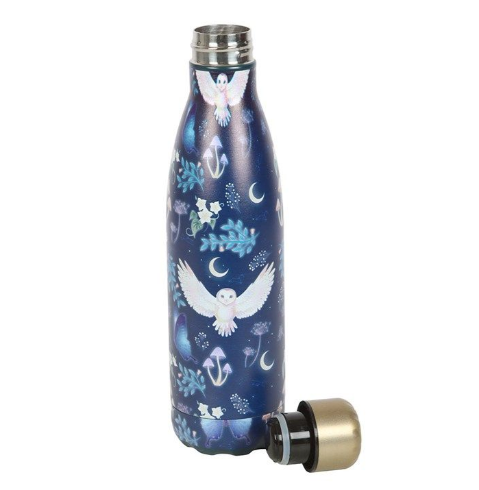 Night Flight Owl Print Metal Water Bottle