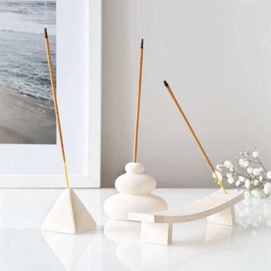 Cream speckle incense holders