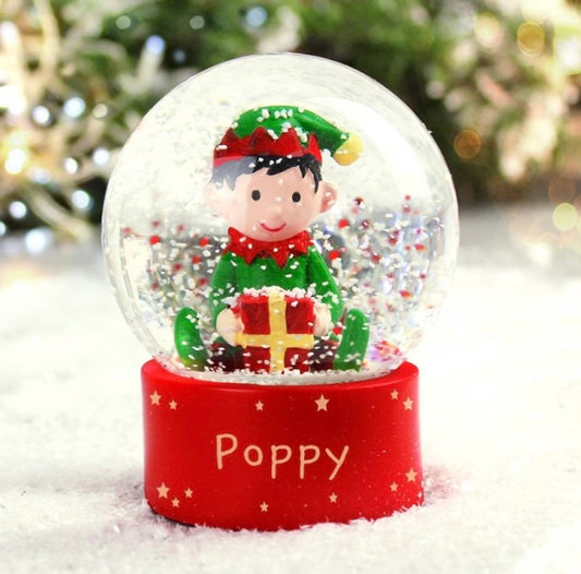 Personalised Elf Glitter Snow Globe