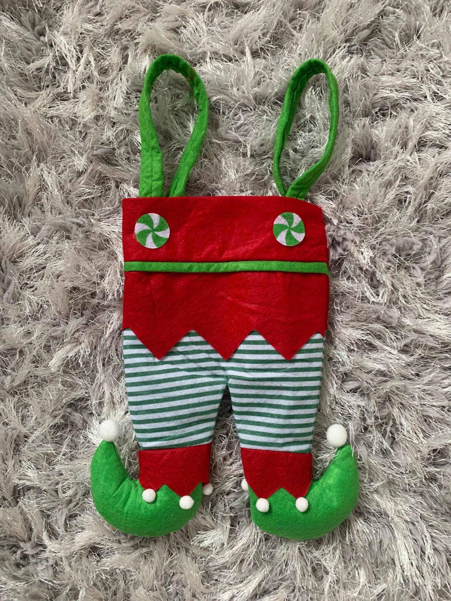 Personalised Christmas Elf Legs Gift Bag Stocking