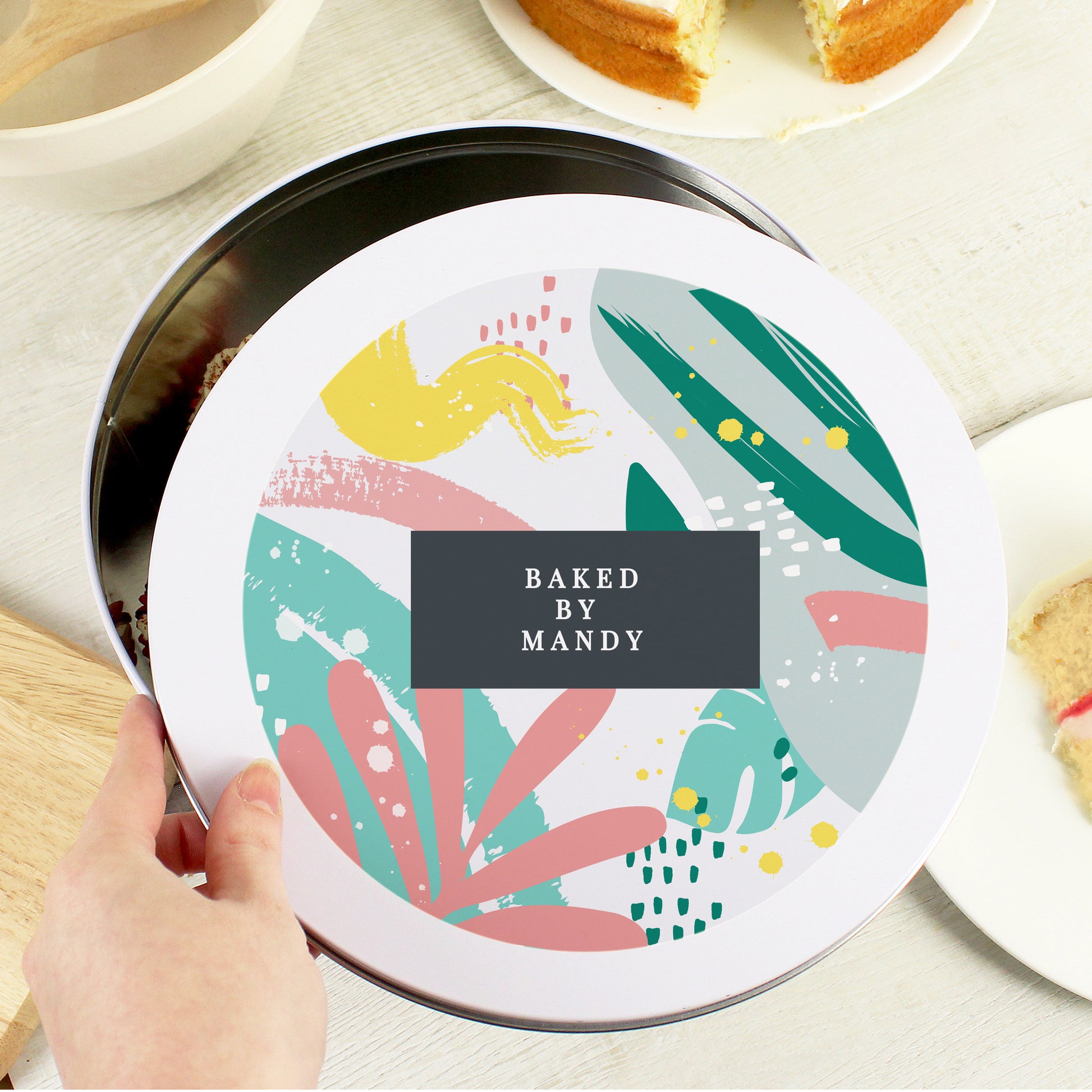 Abstract print cake tin