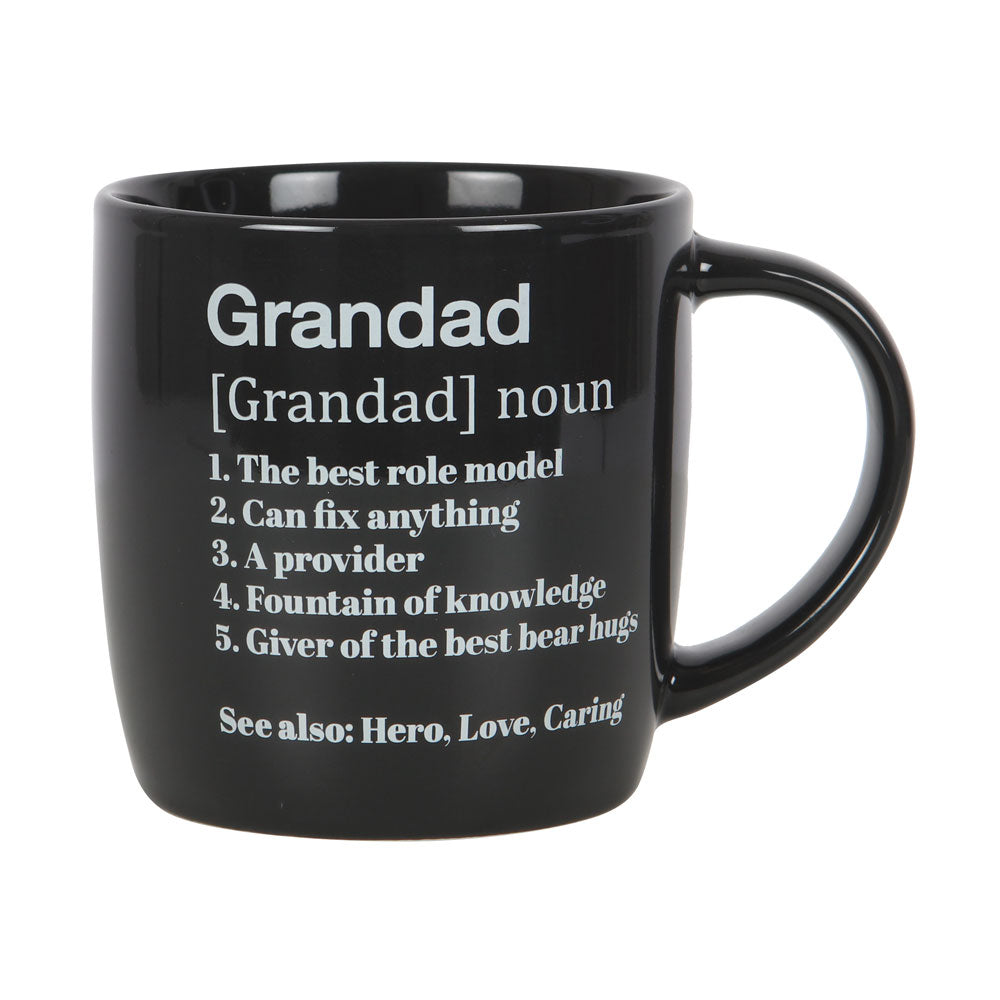 A black mug with a funny definition of the word ‘Grandad’