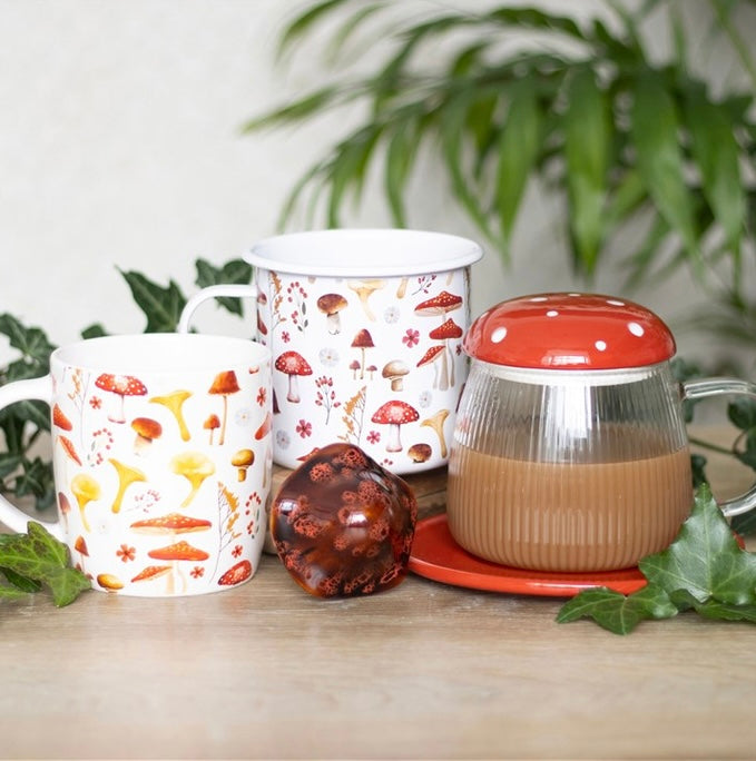 Glass Mushroom Mug and Saucer