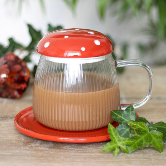 Glass Mushroom Mug and Saucer