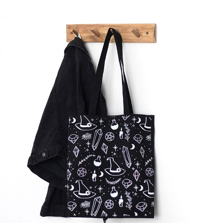 Crystal Witch Print Polycotton Tote Bag