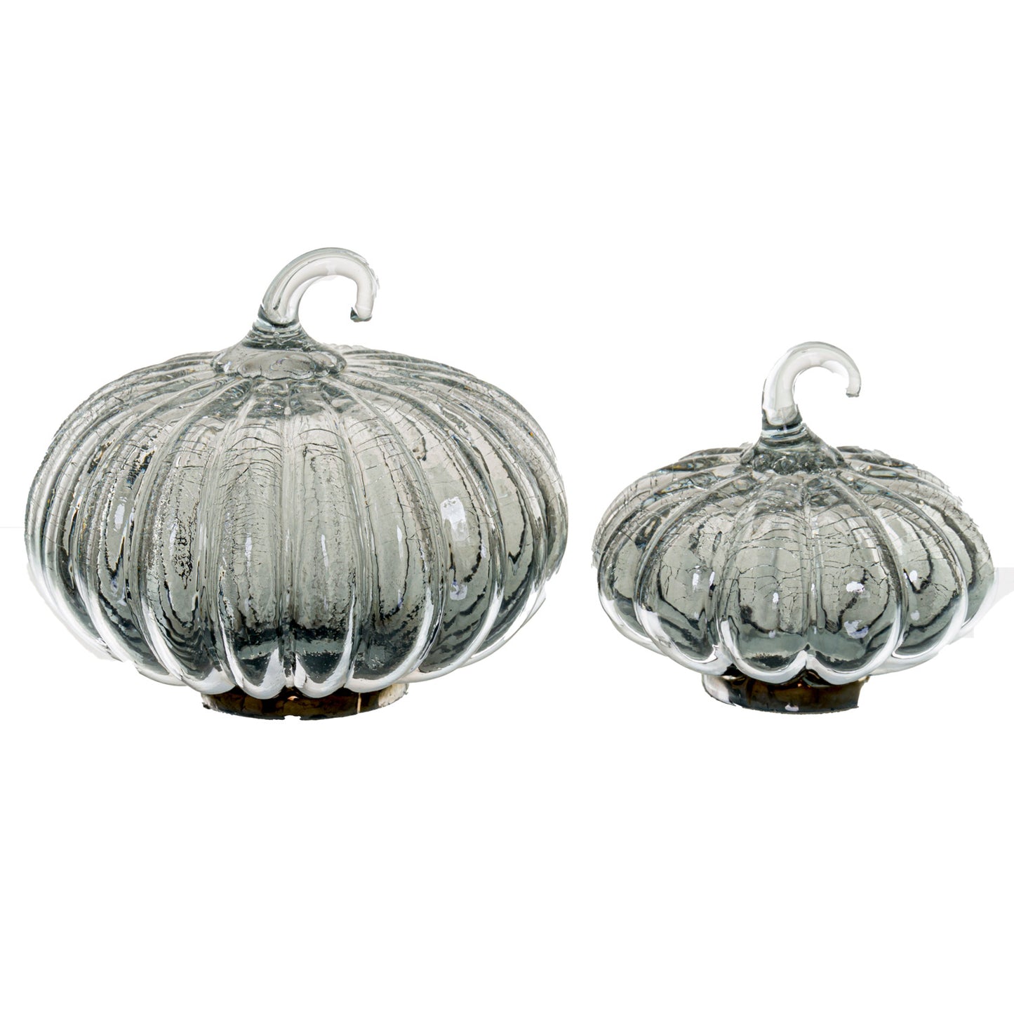 Grey glass pumpkins 