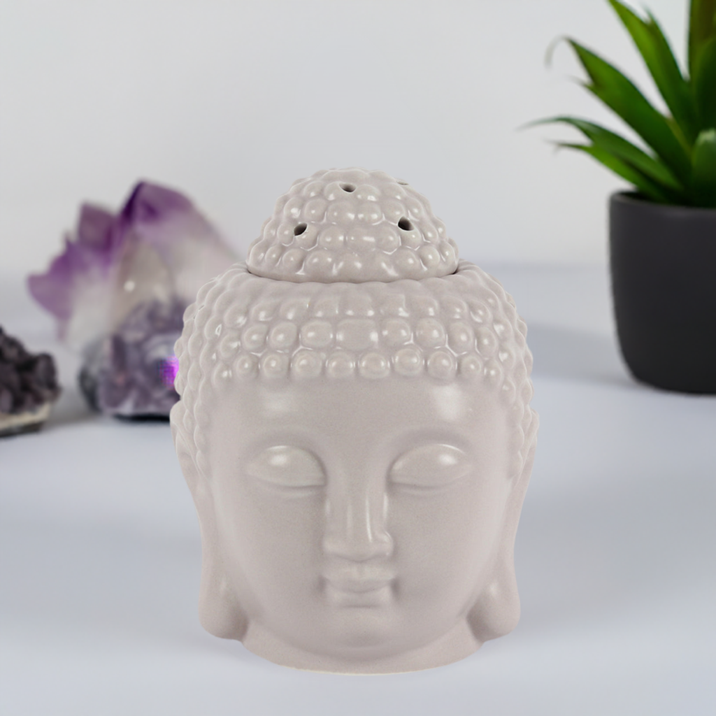 Small Grey Buddha Head Oil Burner