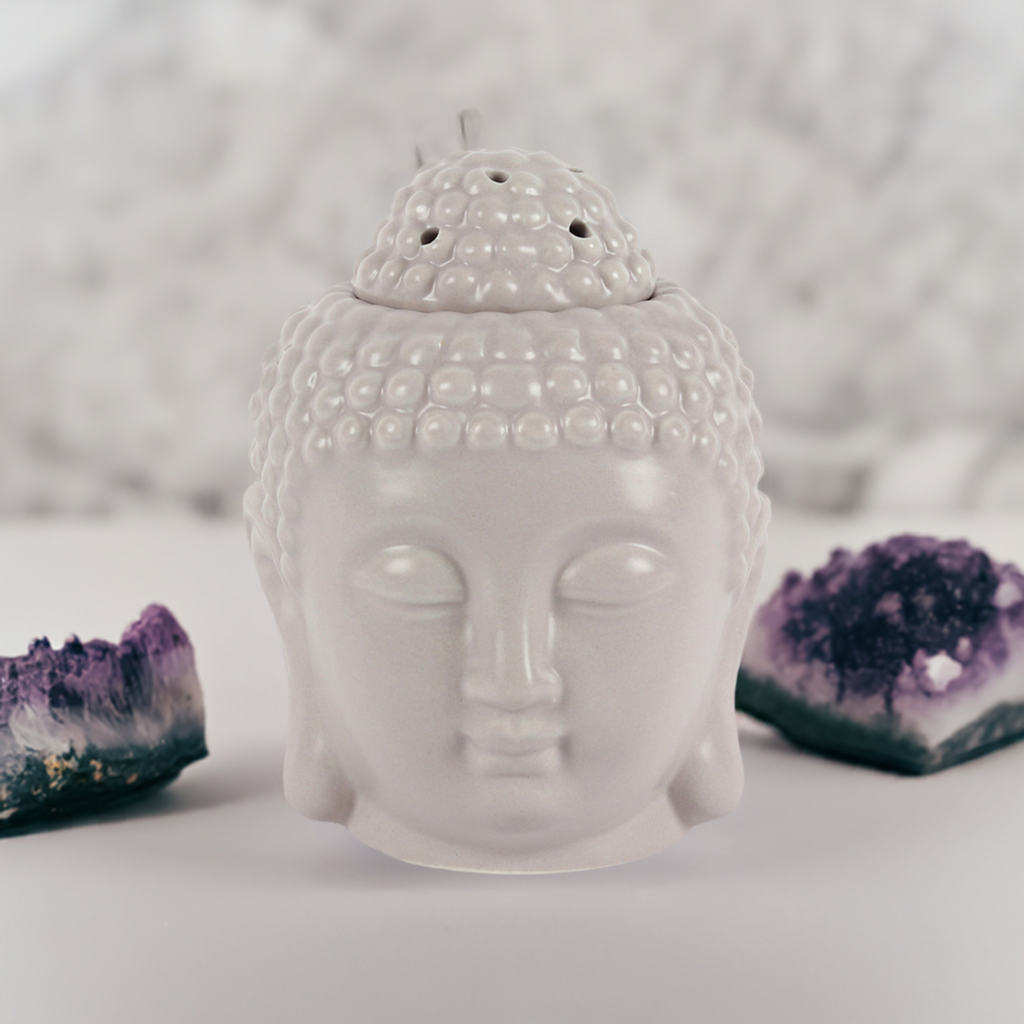 Small Grey Buddha Head Oil Burner