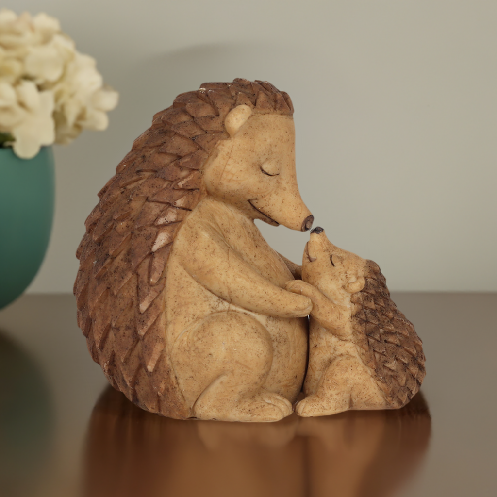 Happy Hoglet Mother and Baby Hedgehog Ornament