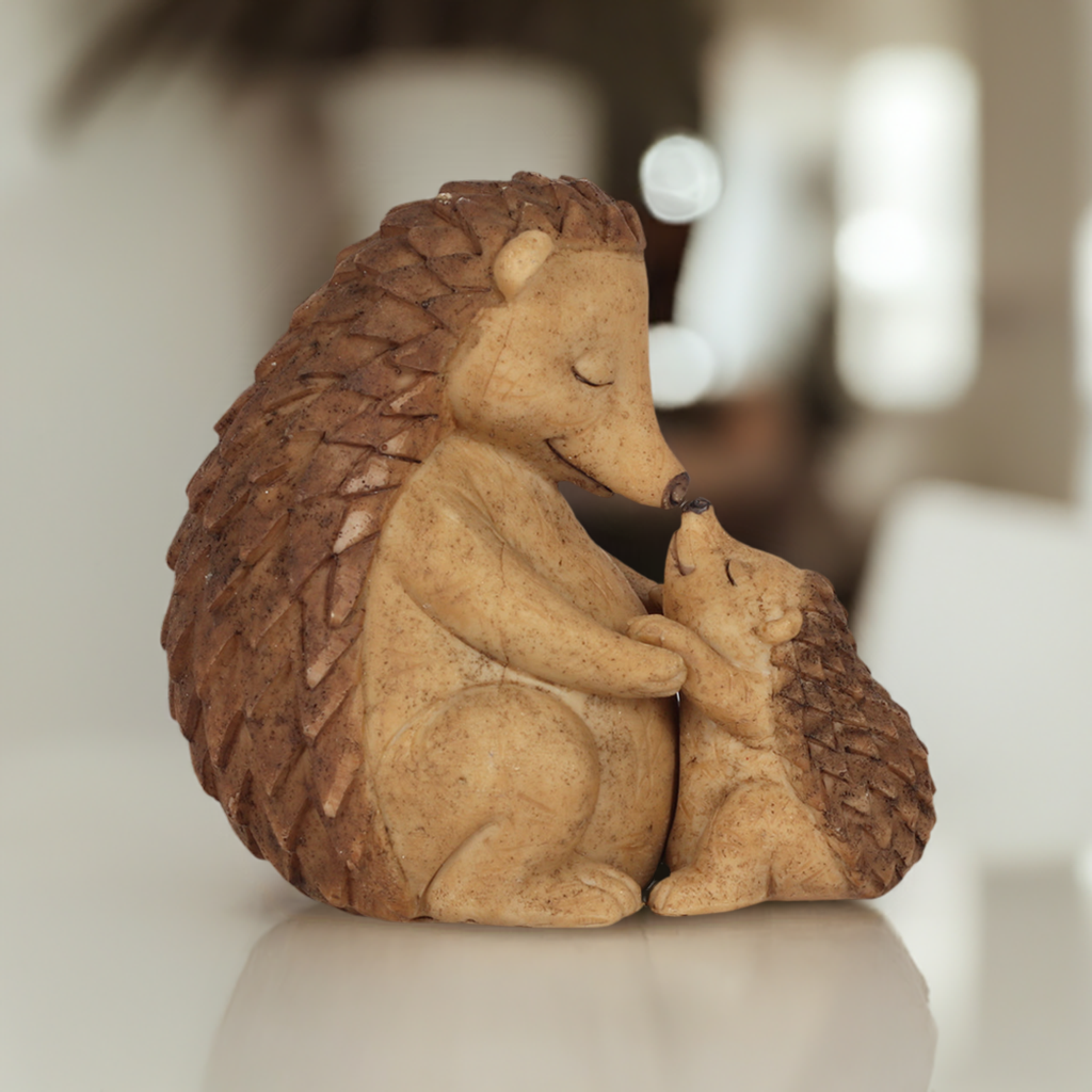 Happy Hoglet Mother and Baby Hedgehog Ornament