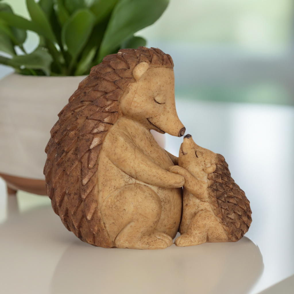 Happy Hoglet Mother and Baby Hedgehog Ornament