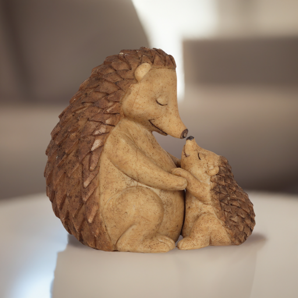 Happy Hoglet Mother and Baby Hedgehog Ornament