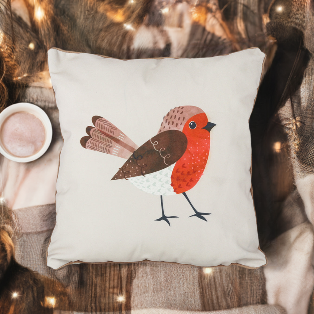 Winter Robin Square Cushion