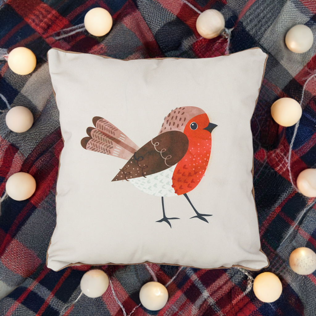 Winter Robin Square Cushion