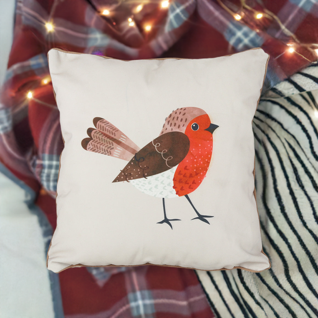 Winter Robin Square Cushion