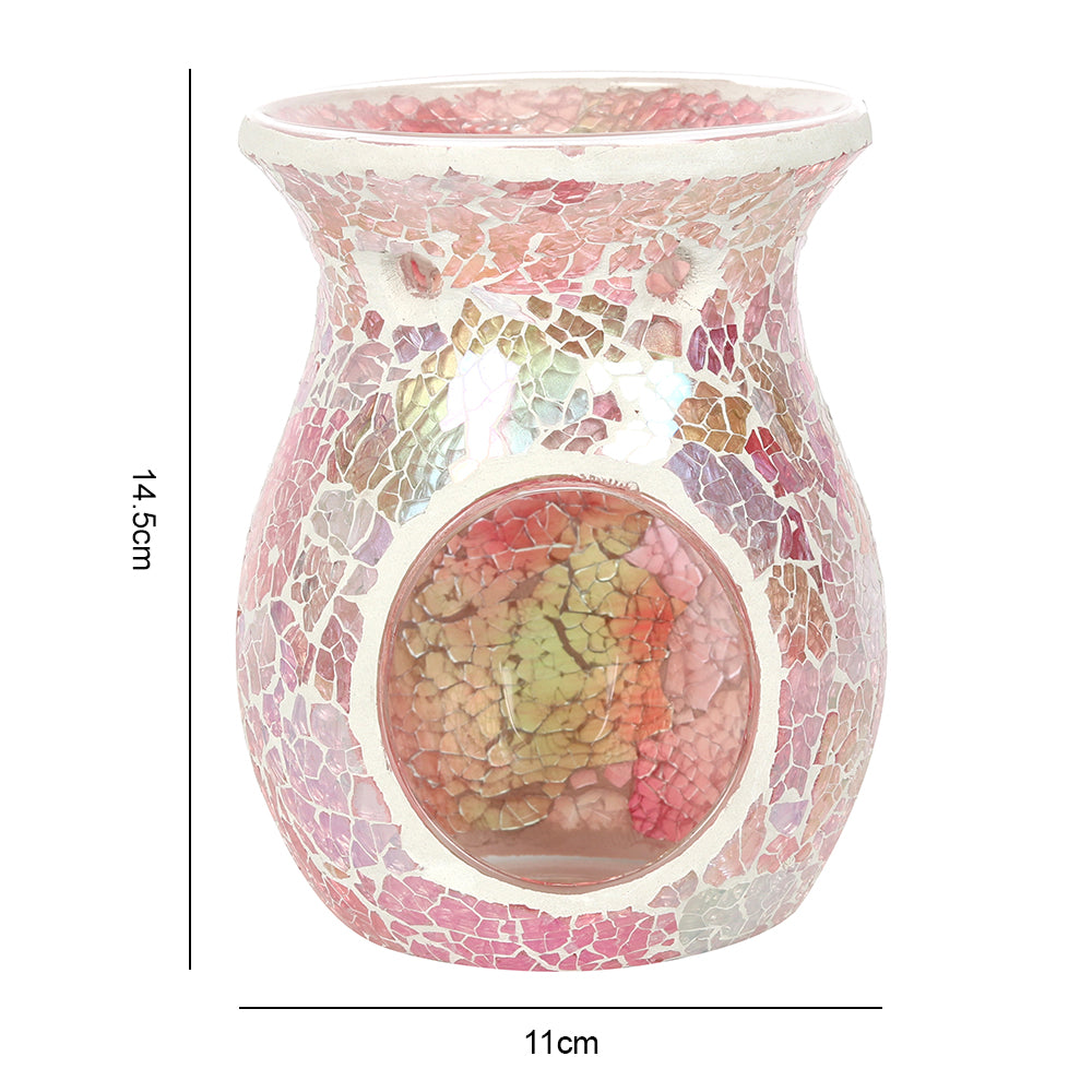 Large Pink Iridescent Crackle Oil Burner