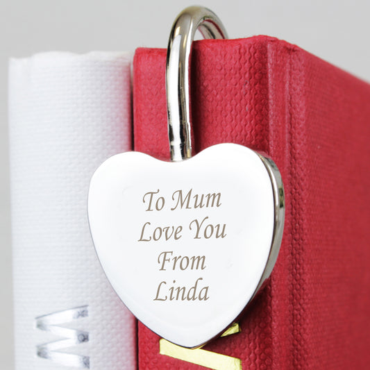 Heart shaped silver personalised bookmark