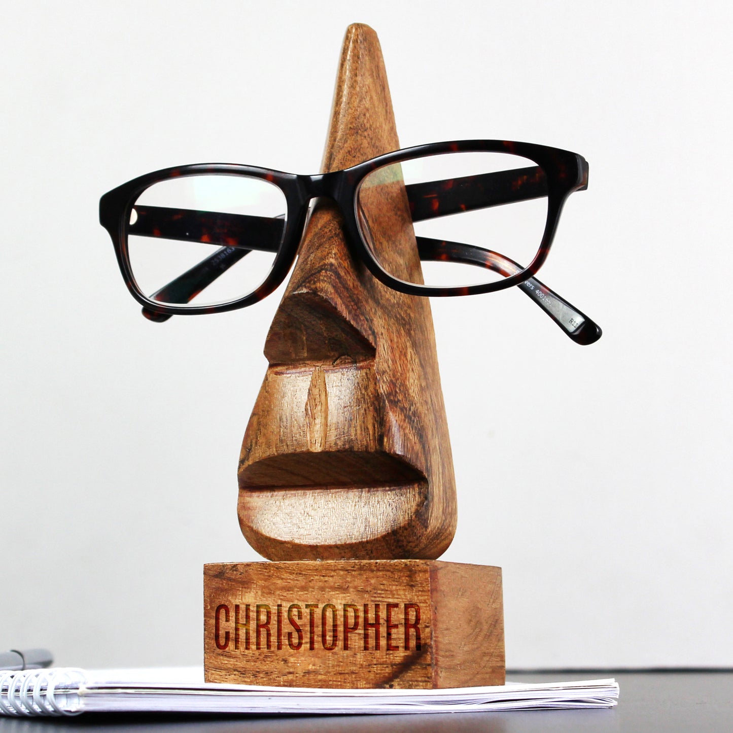 Personalised Wooden Nose-Shaped Glasses Holder