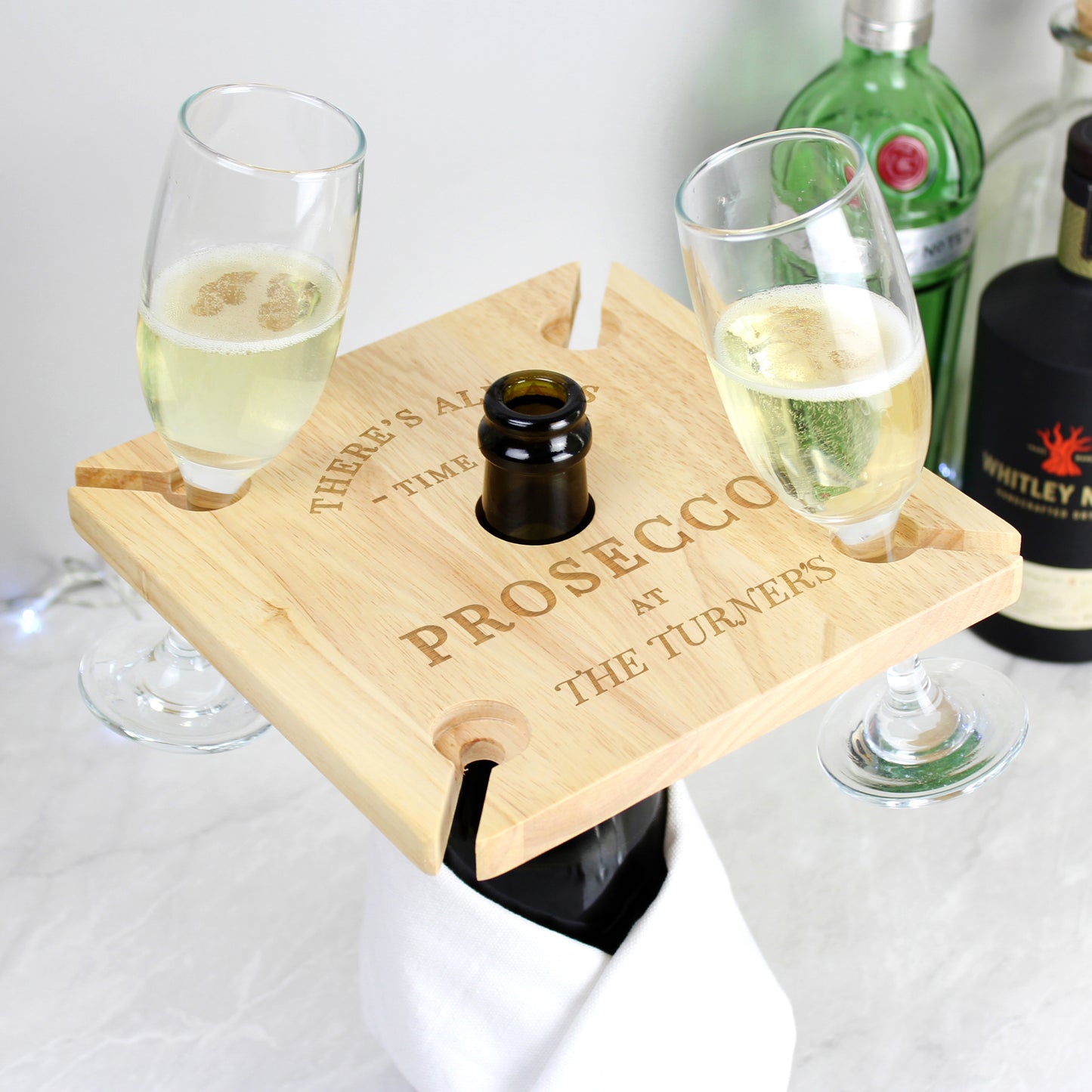 Personalised Prosecco Four Prosecco Glass Flute & Bottle Holder