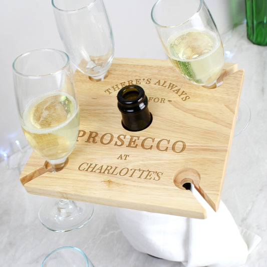 Personalised Prosecco Four Prosecco Glass Flute & Bottle Holder