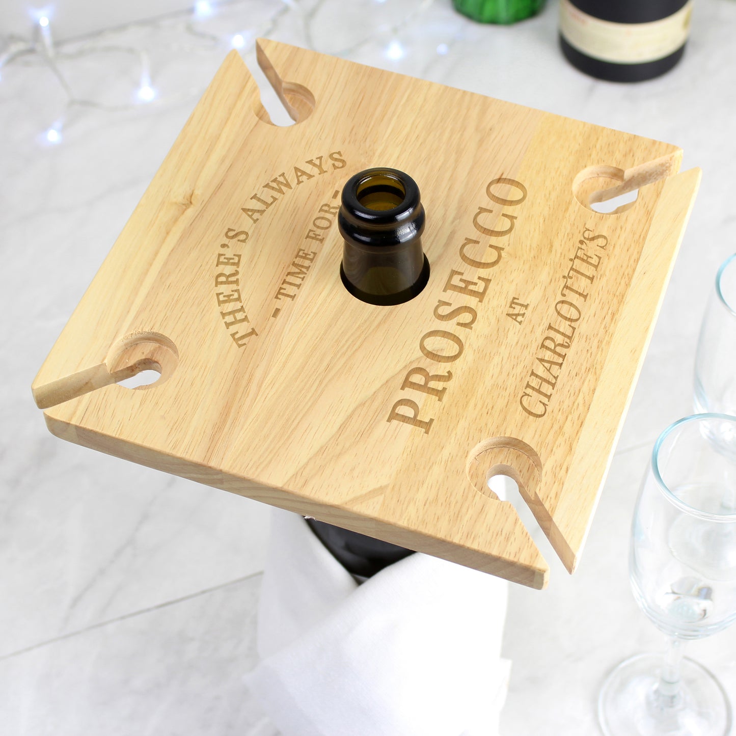 Personalised Prosecco Four Prosecco Glass Flute & Bottle Holder