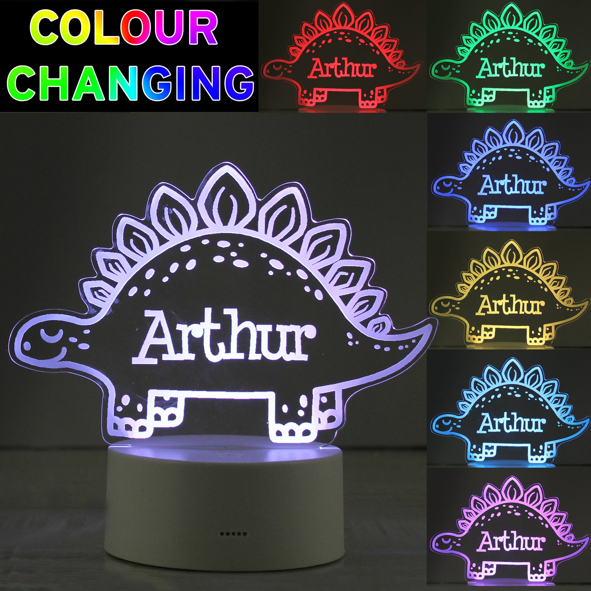 LED Dinoaur light personalised with name