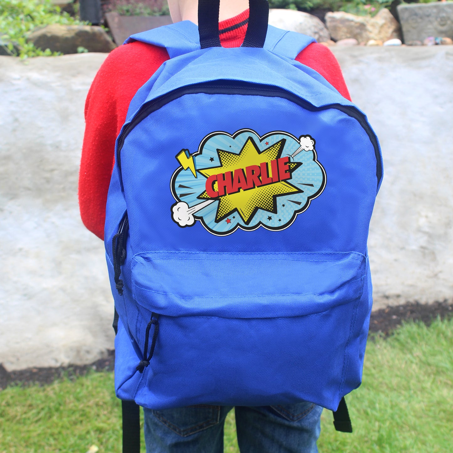 Personalised Superhero Blue Backpack