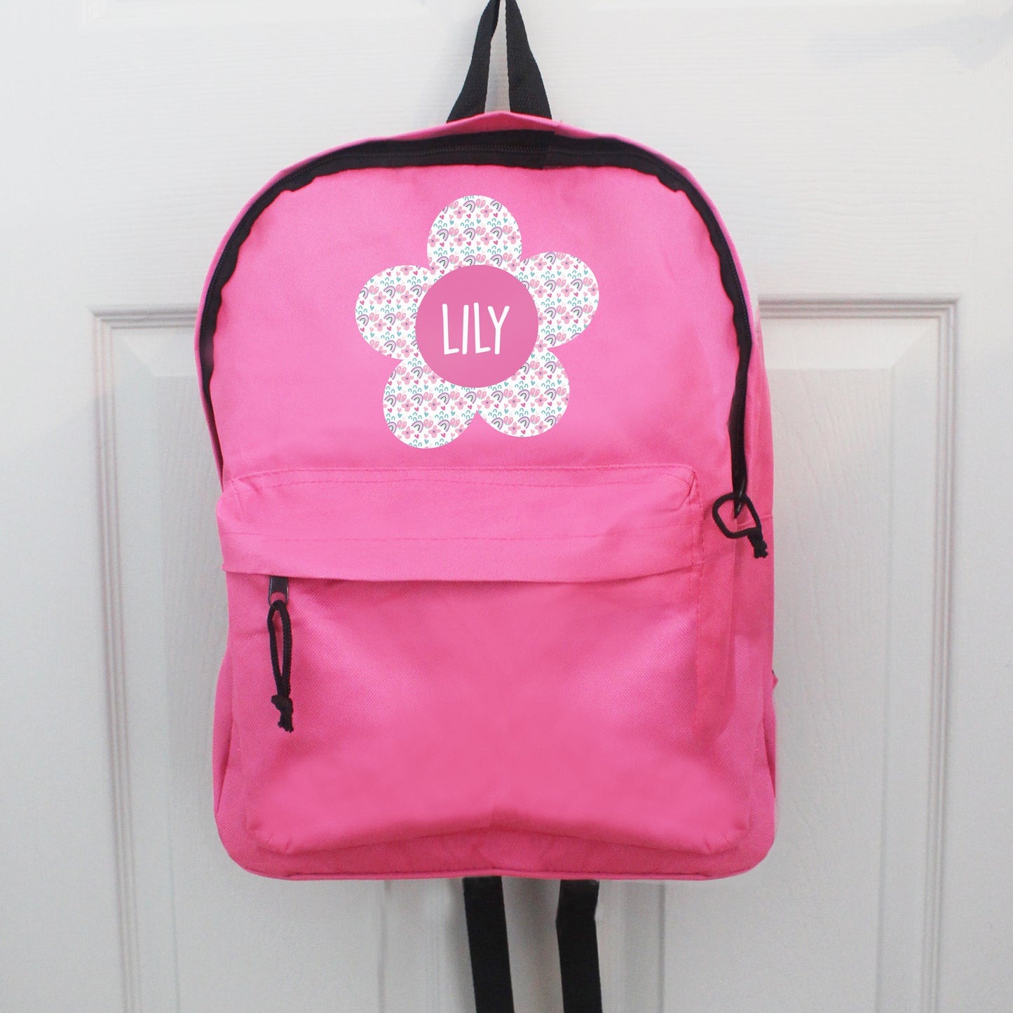 Personalised Flower Pink Backpack