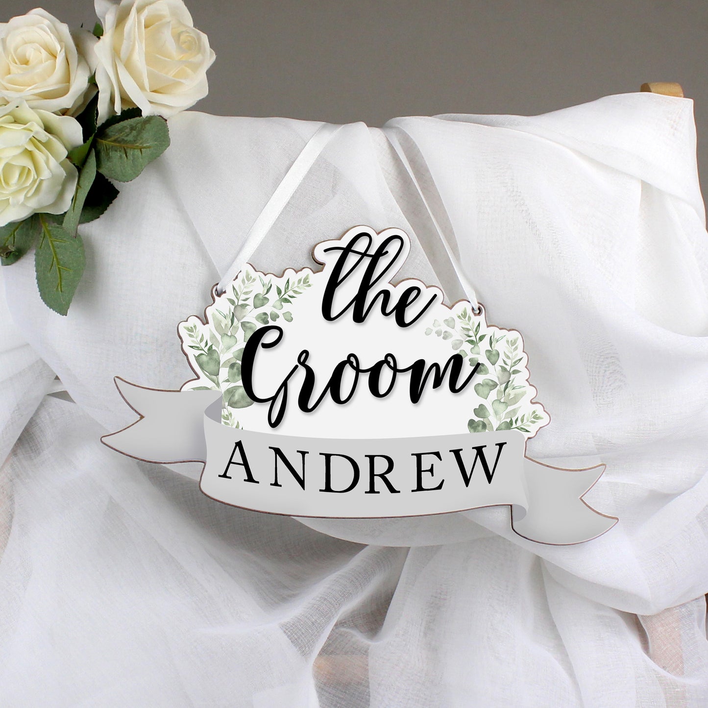 Personalised The Groom Wooden Hanging Decoration