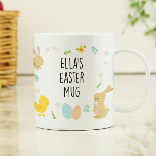 Plastic mug with bunny and chick design