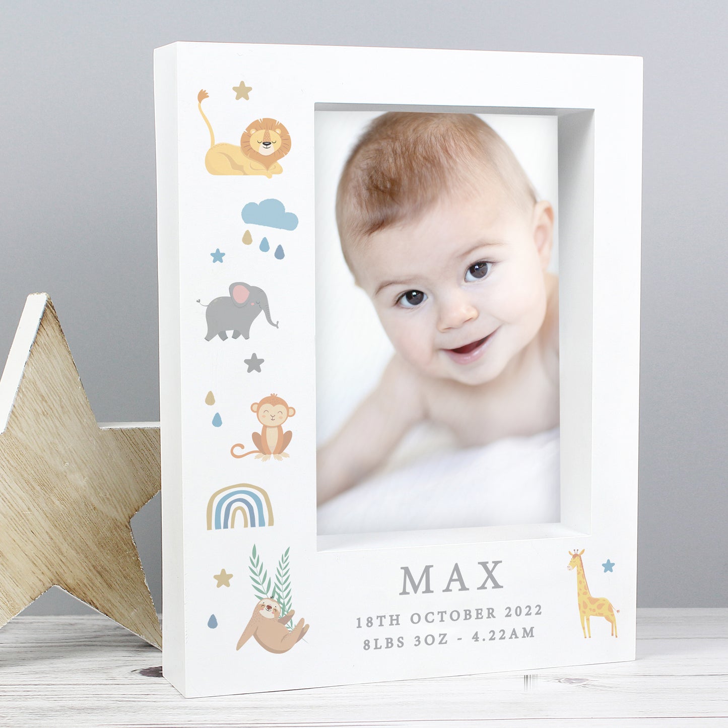 Personalised Safari Animals 5x7 Box Photo Frame