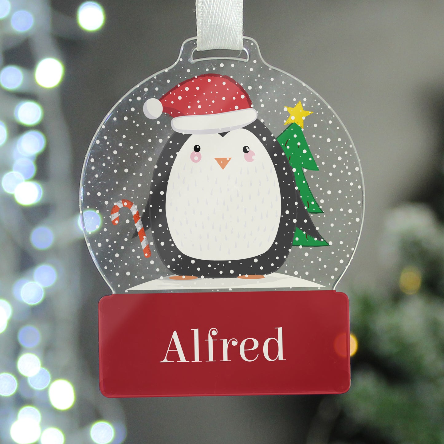 Personalised Penguin Acrylic Snowglobe Decoration