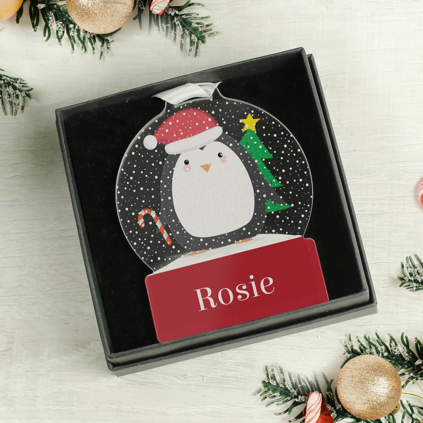 Personalised Penguin Acrylic Snowglobe Decoration