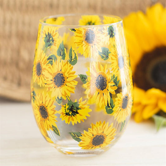 Sunflower Print Stemless Glass