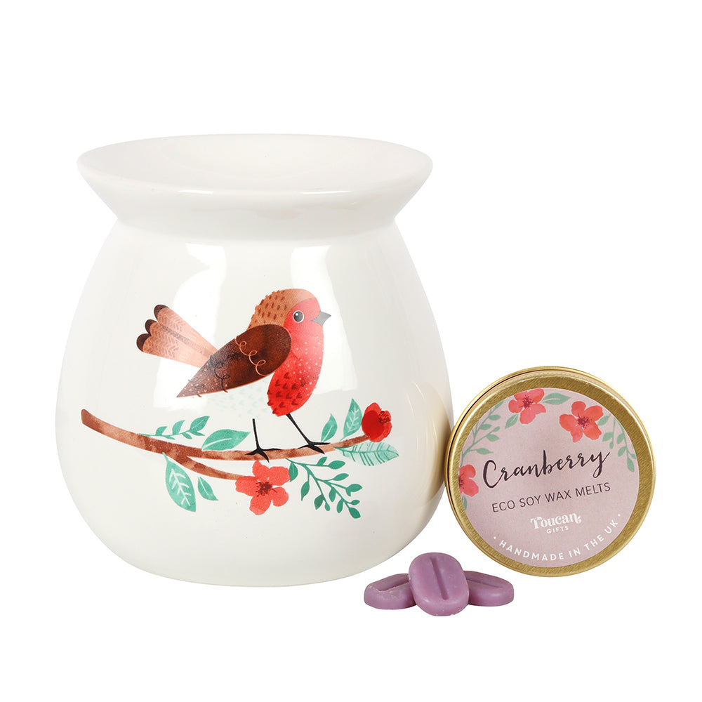 Wax burner with red robin design