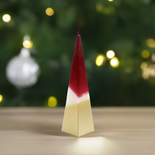 20cm Red and Gold Pyramid Candle