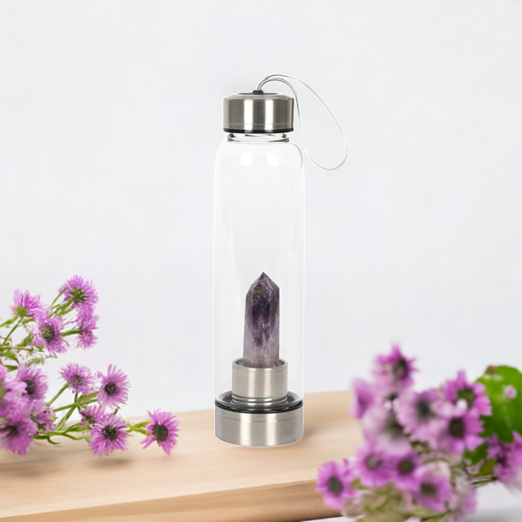 Amethyst Calming Glass Water Bottle